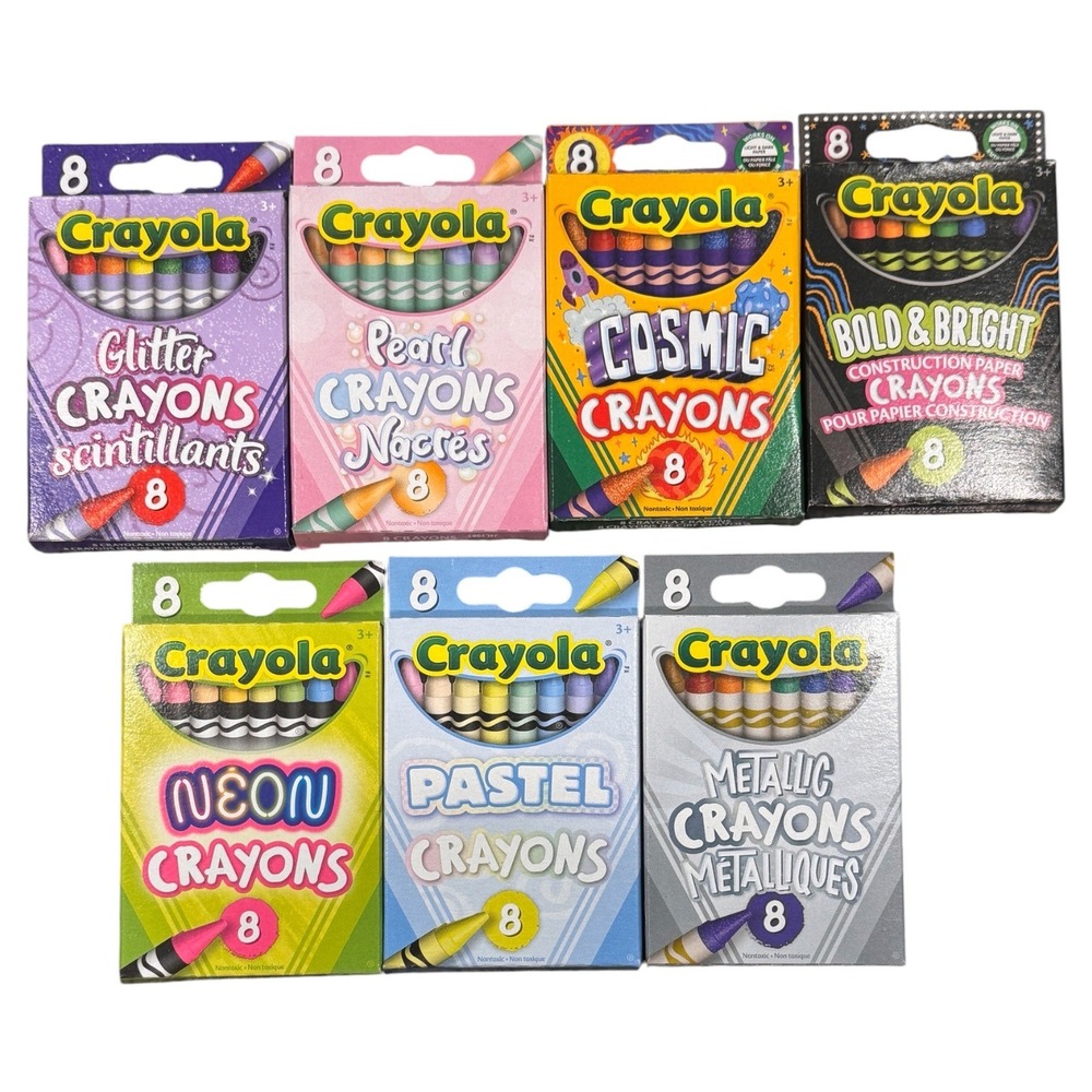 Crayola‎ Specialty Crayon Set 7 Packs Glitter Pearl Cosmic Neon Pastel Metallic